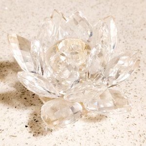 DAMAGED Vintage Swarovski Waterlily Lotus Candle Holder Crystal Flower As-Is